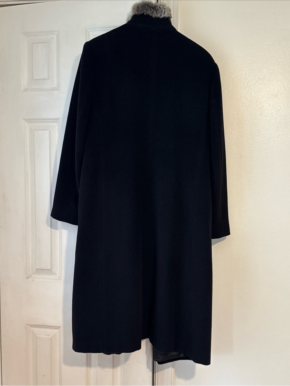 Cinzia Rocca Long Charcoal Wool Lined Coat Chinchilla Trimmed size 14 - Picture 3 of 11